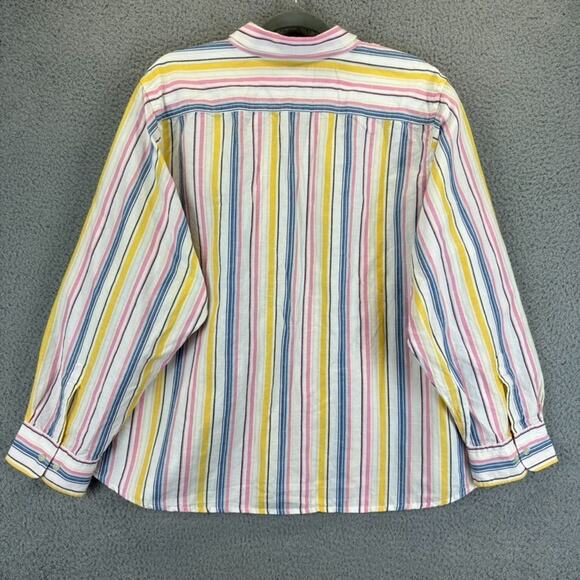 Ralph Lauren Linen Top 2X Lagenlook Beachy Preppy Natural Stripe Boxy Roomy LRL - Picture 10 of 13